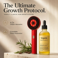 Voraly Clinical Hair Growth System | LED Brush & Bio - Active Serum Bundle - Voraly