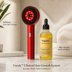 Voraly Clinical Hair Growth System | LED Brush & Bio - Active Serum Bundle - Voraly